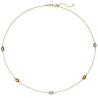 Schmuck Krone Goldkette 0,8mm Ankerkette mit Edelsteinen 585 Gelbgold 45cm, Gold 585 goldfarben