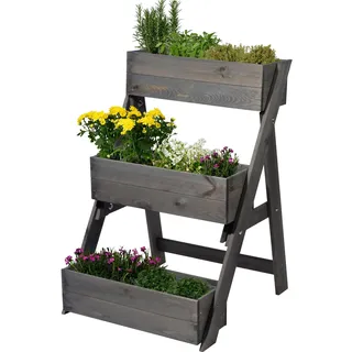 Dobar Dreistufige Pflanztreppe 60 x 70 x 90 cm Grau
