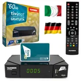 Telefunken TFKS2000 Original Tivusat HD Satelliten-Receiver inkl. aktivierter Tivùsat HD-Karte Full HD 1080p Vorinstalliert für deutsche & italienische TV SAT Sender 13°E & 19.2°E Sterndiscount