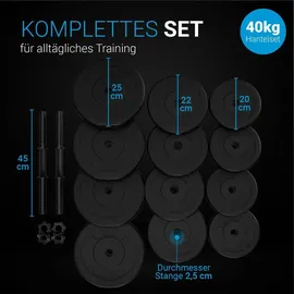 ArtSport Hantelset 40 kg Kurzhantelset 2er Set schwarz