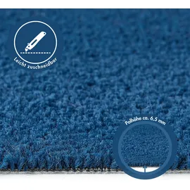 Andiamo Teppichboden ANDIAMO "Ines, Kräuselvelours, Gesamthöhe 8,5 mm, Luxusklasse LC2", blau (dunkelblau), B:400cm L:600cm, Kunstfaser, Teppiche, Uni Farben, Breite 400 cm, strapazierfähig & pflegeleicht