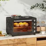 Homcom Minibackofen mit Warmhalteplatten, Backblech und Grillrost Pizzaofen mit Krümelblech, Sc... - Mini Backofen 100-230°C 60 Min. Timer Inkl.