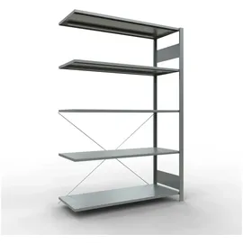 Schulte Lagertechnik Anbauregal Metall 200x130x50 cm grau 5 Böden