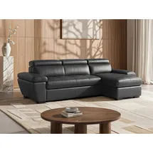 vente-unique Eckcouch Leder 2-Sitzer Anthrazit