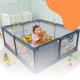 Relaxdays Relaxdays, Laufstall Baby mit 50 Bällen Grau
