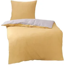 Traumschlaf Mako-Satin Texture Gelb 155 x 200 cm + 40 x 80 cm