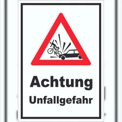 Aufkleber Auto und Fahrradfahrer Unfall A2 (420x594mm)