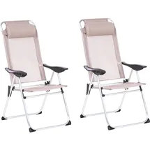Beliani Asine Gartenstuhl 2er Set 59 x 59 x 108 cm beige/schwarz klappbar