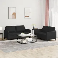 SECOLI Sofa Set 3 2 1 Wohnzimmer Sofa 3 sitzer und 2 sitzer Sofa garnituren 3-2-1Couch fürWohnzimmer/Schlafzimmer/Büro/Wohnung-Schwarz-2-2-sitzer+2-sitzer