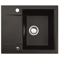 Manestein Küchenspüle Granit schwarz, klein Einbauspüle 59x44 cm Spülbecken Granitspüle - Graphit - Schwarz Gesprenkelt