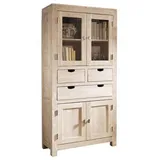 MASSIVMOEBEL24.DE Schrank Akazie 90x40x180 white stone getüncht NATURE WHITE #61