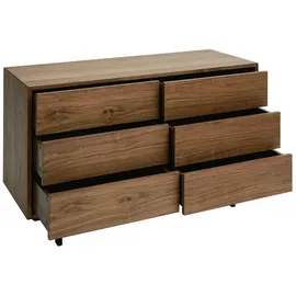 miliboo Vintage-kommode mit sechs Schubladen aus Walnuss und Metall Manny
