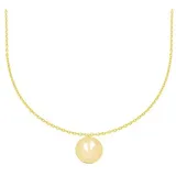 Stella-Jewellery Collier 585 Gold Collierkette mit Gravurplatte Ø20, Anhänger Gravurplatte + Kette goldfarben