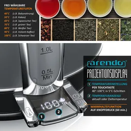 Arendo Wasserkocher 1,7 l Grau