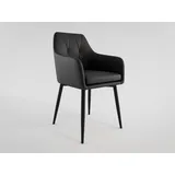 Magnolia Home Esszimmerstuhl Esszimmerstuhl Design Küchenstuhl Ida Kunstleder schwarz Metallbeine