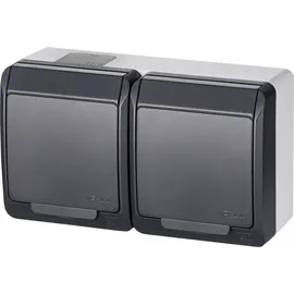 Elektro-Plast Zweifach Aufputz Steckdose IP44 2 St. Grau