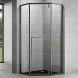 mai & mai Fünfeck-Duschkabine 100x100 cm Duschwand Echtglas 8mm ESG-Sicherheitsglas Edelstahl-Türrahmen Duschabtrennung ebenerdige Montage Ravenna68K