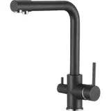 bietal® BT-301 3-Wege Wasserhahn Küchenarmatur Mischbatterie L-Auslauf Schwarz