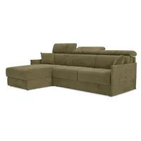 Miryam Ecksofa Mit Matratze Mit Verstellbaren Kopfstützen Aus Weichem, Fleckenabweisendem Stoff T31 272 Cm Links Grün