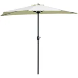 Outsunny Halbmond-Sonnenschirm für Wand und Wand, 2,6 x 1,35 m, Gartenschirm mit Kurbelöffnung und 5 Rippen, halbrunder Sonnenschirm mit 2 Abschnitten, Beige