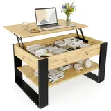 CraftPAK Couchtisch höhenverstellbar mit Stauraum - Couchtische - Wohnzimmertisch klappbar - höhenverstellbarer Coffee Table - Wohnzimmer Tisch Holz Braun