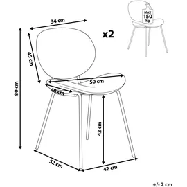 Beliani Esszimmerstuhl Luana Kunstleder grün/schwarz 2er Set