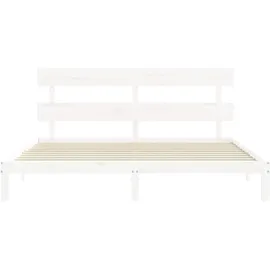 vidaXL Massivholzbett 180 x 200 cm Weiß