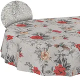 ANRO Stoff Tischdecke Tischwäsche Textil Tischtuch Baumwolle Polyester Gewebe abwaschbar pflegeleicht, in rund oval eckig Flora Oval 180x140cm Schnittkante