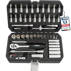 TECPO Steckschlüssel-Satz, 53-teilig, 1/4" Antrieb, KFZ Auto Schlüssel