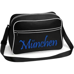 multifanshop Retrotasche - München blau - Schriftzug - Druck blau - Tasche