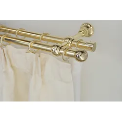 Gardinenstange GARESA "ANDREA", grau (messingfarben), L:100cm Ø:20mm, Metall, Gardinenstangen, Vorhanggarnitur, verlängerbar, Endknopf Kugel kurz, mit Ringen