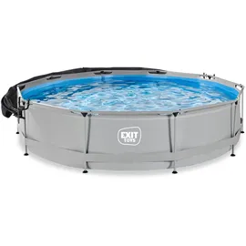 EXIT TOYS Soft Grey Pool rund 360 x 76 cm inkl. Filterpumpe + Sonnensegel