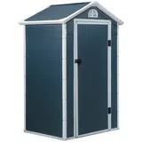MODFU Gerätehaus Metall Grau 134x104x204 cm mit Belüftungsöffnungen, Seitenfenster und Pultdach