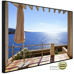 papermoon Infrarotheizung »EcoHeat - Terrasse mit Meerblick«, Matt-Effekt - bunt
