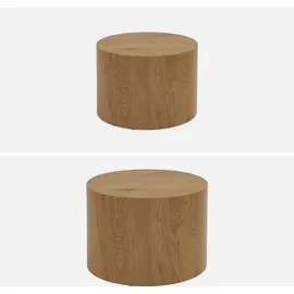 sweeek - 2er-Set runde Couchtische mit Eichenholz-Look