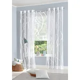 MY HOME Gardine »Cellino« Ösen 2 Stk. tlg. Fertiggardine, 2-er Set, klassische Netzoptik my home weiß/weiß cm