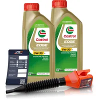 2x 1 L Liter Castrol Edge Fluid Titanium 5W-30 LL Motoröl inkl. Castrol Ölwechselanhänger und Einfülltrichter