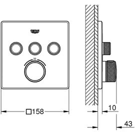 Grohe Grohtherm SmartControl Duschthermostat eckig für 3 Verbraucher Hard Graphite gebürstet 29126AL0