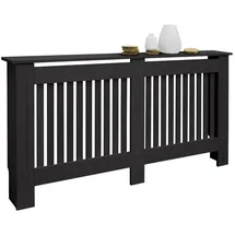 ECD Germany Heizkörperverkleidung Landhausstil 152x19x82 cm Schwarz