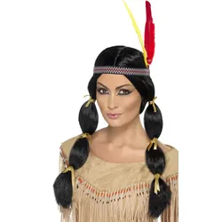 Poca Indianerfrau Perücke Mit Feder Stirnband - OS
