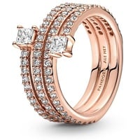 Pandora Fingerring Pandora Dreifacher Spiralring, 14k rosévergoldet mit Zirkonia rosa 52