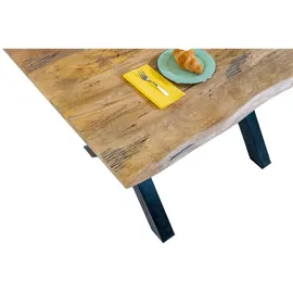 sam möbel gmbh Esstisch, Beige, Holz, Echtholz,Mangoholz, Rechteckig,Quadratisch, X-Form, 120x77x80 cm, Esszimmer, Tische, Esstische