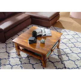 Massivmoebel24 Couchtisch Oxford Braun Akazie 85 x 85 x 45 cm
