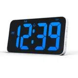 PASIVOLE Digitale Wanduhr mit 10" Großem Display, Datum, Woche, DST, 12/24H, Auto Dimmung, Alarm LED Wanduhr für Wohnzimmer, Schlafzimmer, Büro (Weiß)