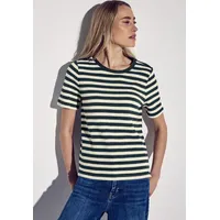 STREET ONE Damen A322898 Strick-Look Streifenshirt, Hunter Green, 38