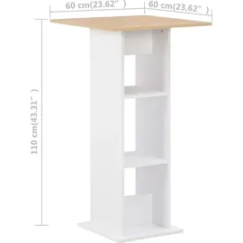 vidaXL Bartisch 60 x 60 x 110 cm Weiß und Sonoma-Eiche
