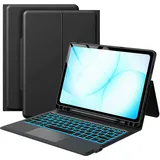 Für Samsung Galaxy Tab A11+/A9+ 11 Zoll Hülle mit Tastatur - Folio 7 Farbige Beleuchtete Tablet Cover mit Touchpad - Deutsches QWERTZ Layout Tastatur mit Stifthalter für Tab A11 Plus/A9 Plus 11"