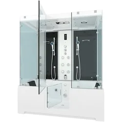 AcquaVapore Kombination Badewanne Dusche K88-SW-TH-B-EC-EA Duschtempel 180x100 cm 2K Scheibenversiegelung