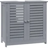 EUGAD Waschbeckenunterschrank, freistehend mit 2 Lamellentüren, verstellbares Regal, Grau,