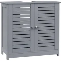 EUGAD Waschbeckenunterschrank, freistehend mit 2 Lamellentüren, verstellbares Regal, Grau,